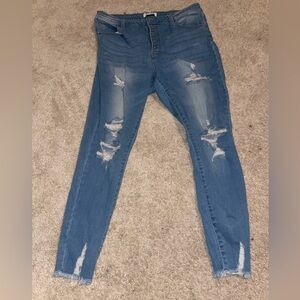 Women's Distressed Blue Jeans